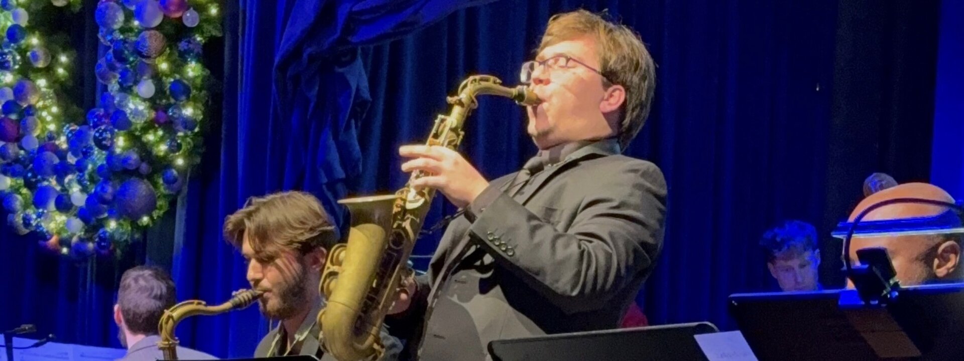 Andrew Wittmer performing at a holiday concert