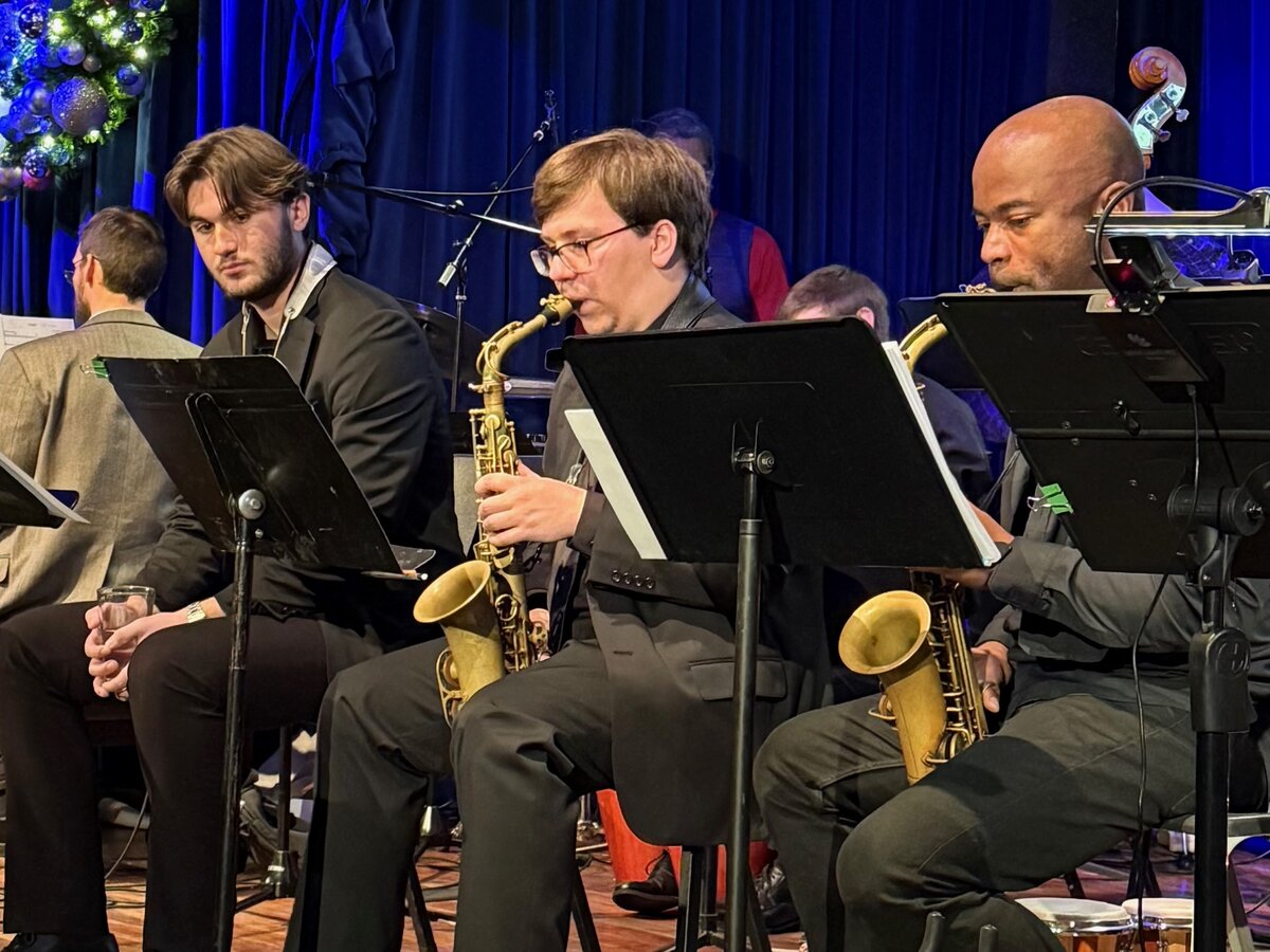 Andrew Wittmer performing with a big band